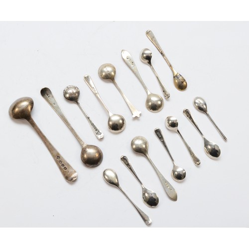 52 - A collection of George III and later condiment spoons, 79gm