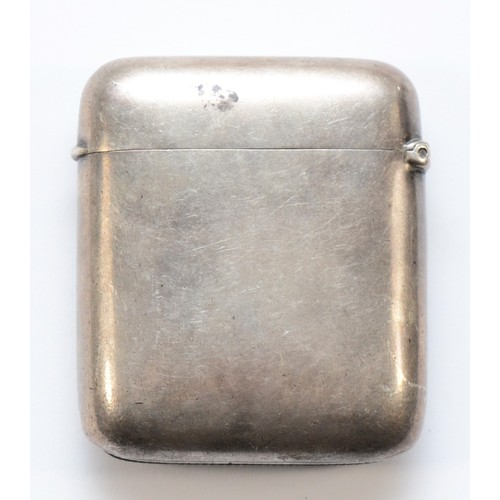 58 - An Edwardian silver vesta case, Chester 1902, inscribed, 52 x 45 x 12mm, 47gm