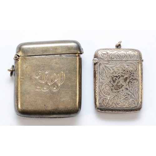 63 - Two silver vesta cases, Birmingham 1905 and 1912, 5.5 x 5cm, 88gm