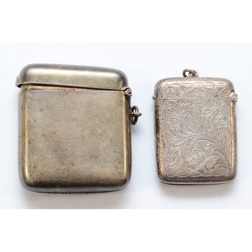 63 - Two silver vesta cases, Birmingham 1905 and 1912, 5.5 x 5cm, 88gm