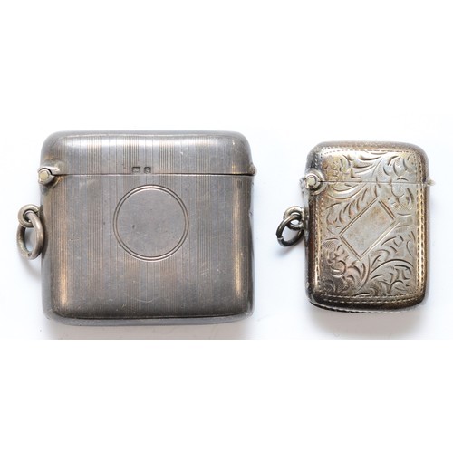 64 - Two silver vesta cases, Birmingham 1917 and 1927, 55gm