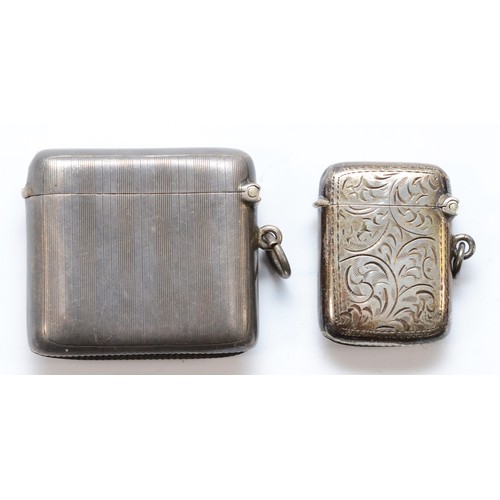 64 - Two silver vesta cases, Birmingham 1917 and 1927, 55gm