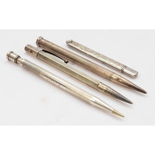 94 - Four Sterling silver and silver hallmarked propelling pencils