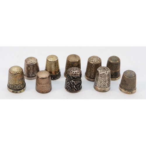 102 - Eight silver thimbles, including Charles Horner and two other thimbles