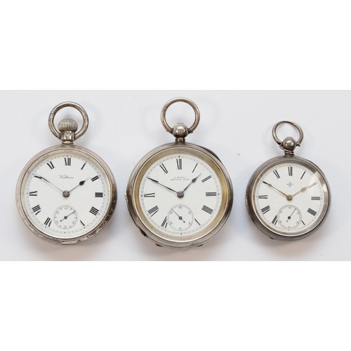 117 - Waltham, a silver key wind pocket watch, Birmingham 1898, 55mm, a Waltham silver keyless wind pocket... 