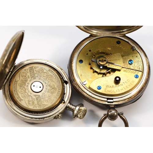 124 - Pexton, Beverley, a silver English Lever pocket watch,. Birmingham 1899 and a silver plated Hedomas ... 