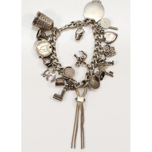 179 - A silver charm bracelet, 91gm