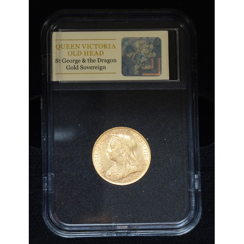 196 - Queen Victoria, full sovereign, 1900, sealed in a plastic case by Coin Portfolio Management, certifi... 