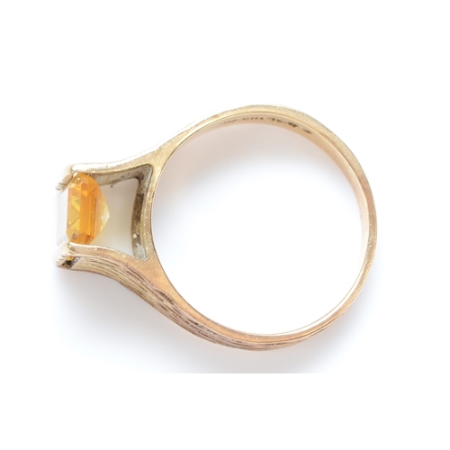 238 - Jayem, South Africa, a vintage 9ct gold and citrine abstract ring, signed, bark finish shank, L 1/2,... 