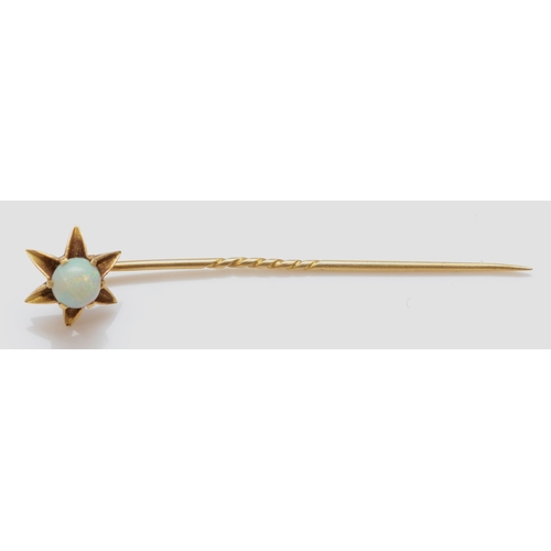 246 - A Victorian gold and opal stickpin, tests 18ct, 1.4gm