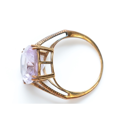 262 - A 9ct gold and amethyst dress ring, 12 x 12mm, O, 3.3gm