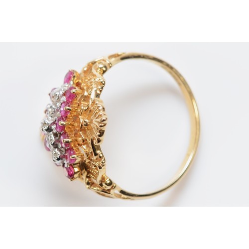 441 - A 4ct gold ruby and diamond dress ring, P, 3.8gm