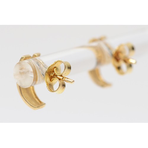 465 - A pair of 9ct two colour gold and brilliant cut diamond ear studs, 10mm, 0.8gm