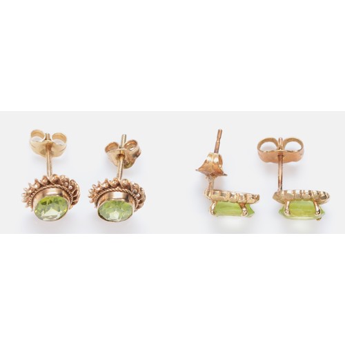 471 - Two pairs of 9ct gold peridot ear studs, 2.7gm