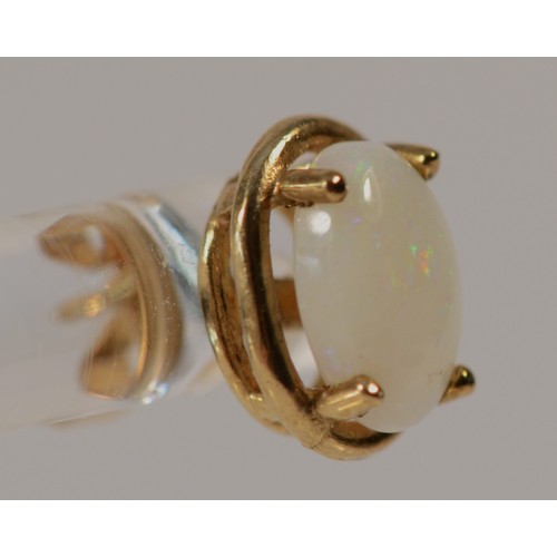 544 - A 9ct gold pair of opal ear studs, 1gm