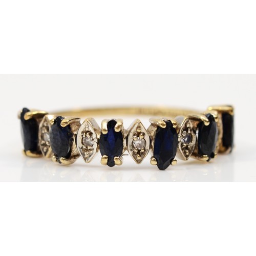 549 - A 9ct gold sapphire and diamond ring, N, 1.9gm