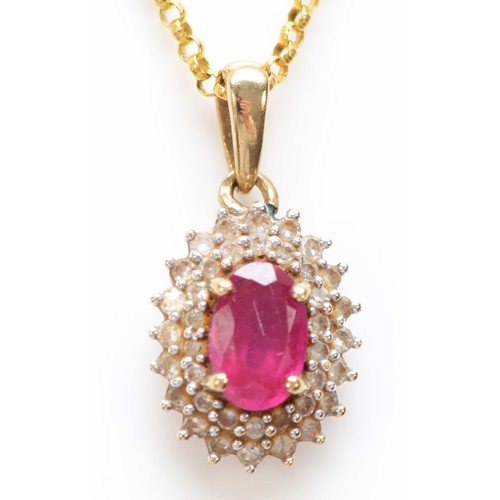 565 - A 9ct gold ruby and diamond pendant, 1.9gm