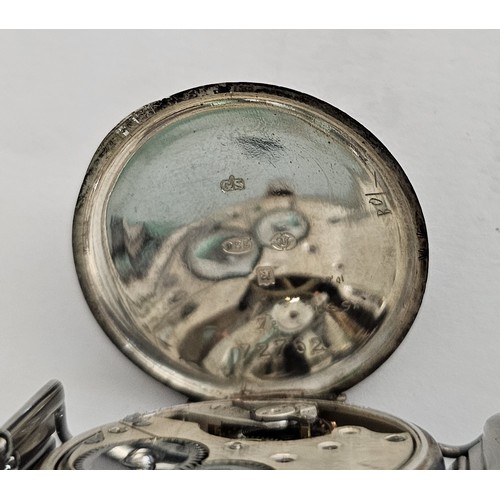 129 - A WWI silver manual wind gentleman's wristwatch, with subsidiary dial, red 12 and luminescent numera... 