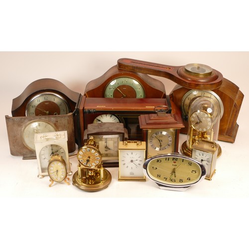 Three boxes of mid 20th century and later mantel clocks, miniature ...