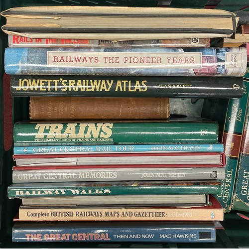 1 - A collection of railway related hardback books, together with an early 20th century locomotive route... 