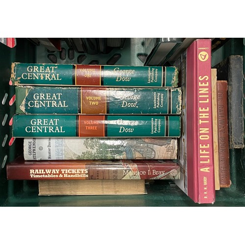 1 - A collection of railway related hardback books, together with an early 20th century locomotive route... 