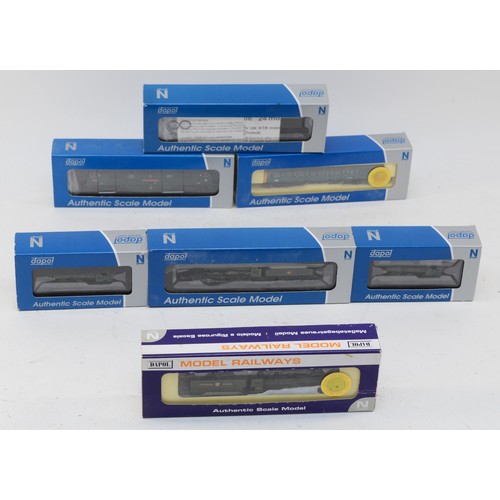 21 - Dapol Model Railways; seven N gauge locomotives, boxed in unused condition. (7)