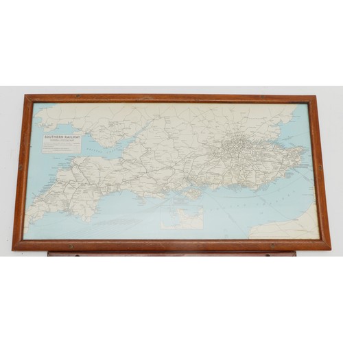 30 - A British Rail SR general system map, framed and glazed, 54x28cm, together with a LMS framed wall mi... 