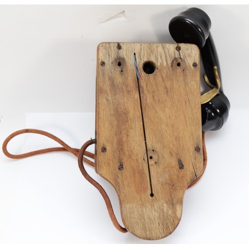 38 - A signal box wall telephone, complete with original internal wiring and metal location plate 