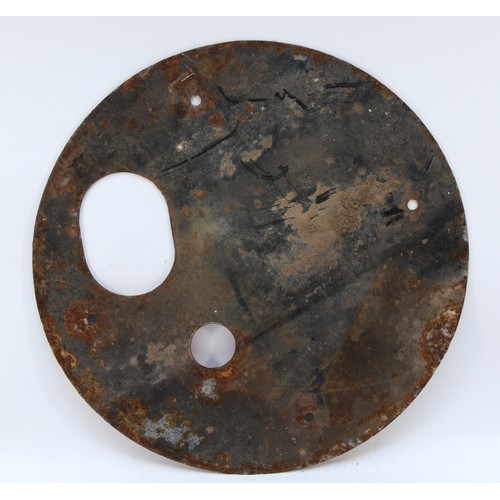 46 - A mid 20th Century painted cast iron railway ground disc signal, 38cm diameter