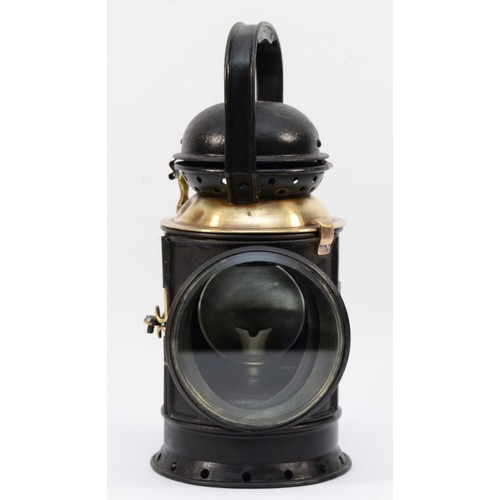 61 - GWR (1942) brass collared 3 aspect hand lamp, complete with burner