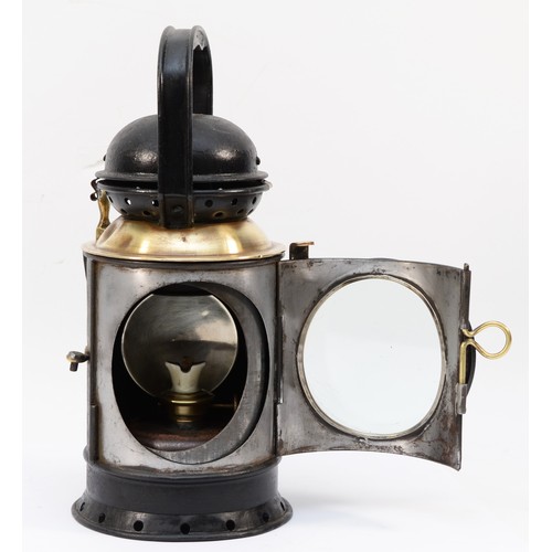 61 - GWR (1942) brass collared 3 aspect hand lamp, complete with burner