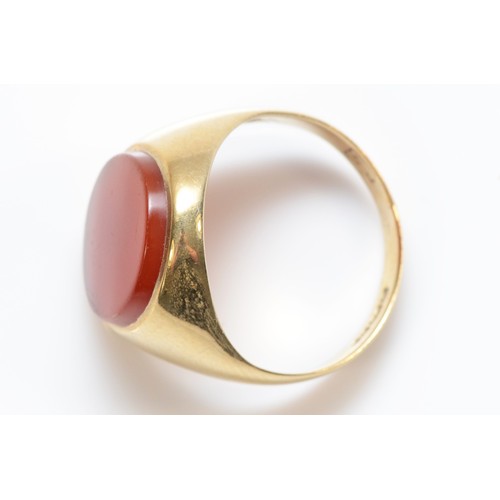 126 - A 9ct gold gents carnelian signet ring, L 1/2, 3.1g