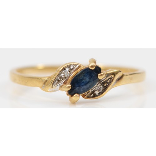 141 - A 14ct gold sapphire and diamond ring, M 1/2, 1.3gm