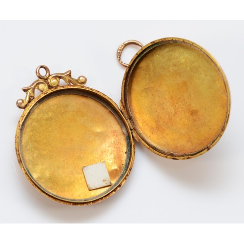 162 - An antique 9ct rose gold circular locket, Birmingham 1912, diameter 25mm, later chain, 4.3gm