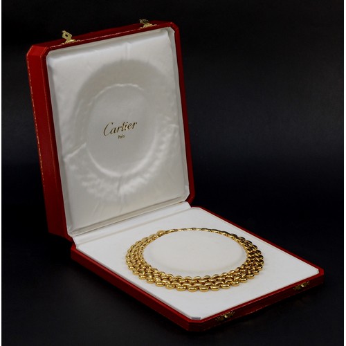 178 - An 18ct gold Cartier demi-lune link collar necklace, stamped F12569, signed Cartier 1996, inner circ... 