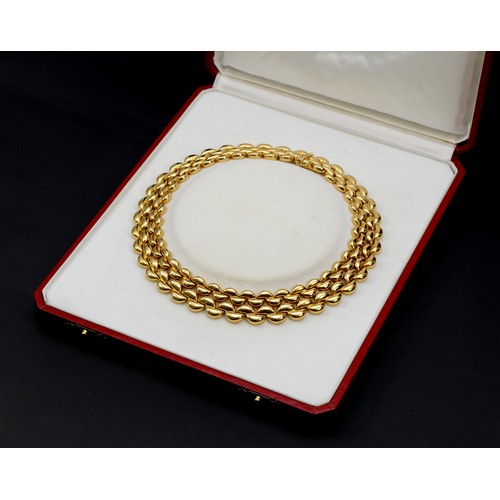 178 - An 18ct gold Cartier demi-lune link collar necklace, stamped F12569, signed Cartier 1996, inner circ... 