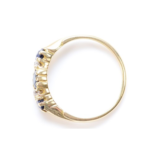 182 - An 18ct gold sapphire and diamond ring, L 1/2, 2.5g