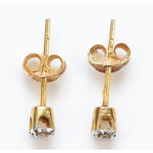 207 - A 9ct gold pair of 2mm brilliant cut diamond ear studs, 0.3gm