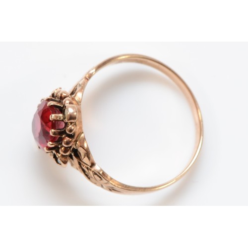 315 - A Victorian Australian 9ct gold, synthetic ruby and pearl ring, anchor and K marks, probably for Dug... 