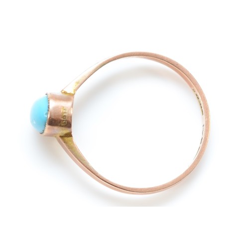 321 - An antique 9ct rose gold and turquoise ring, Chester 1919, O 1/2, 1.7gm