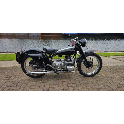 629 - 1951 Douglas Mk V, 350cc. Registration number MGU 530. Frame number 11106. Engine number 10017/5.
So... 