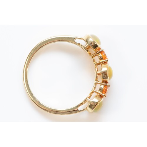 25 - A 9ct gold opal and citrine dress ring, N 1/2, 2.5g