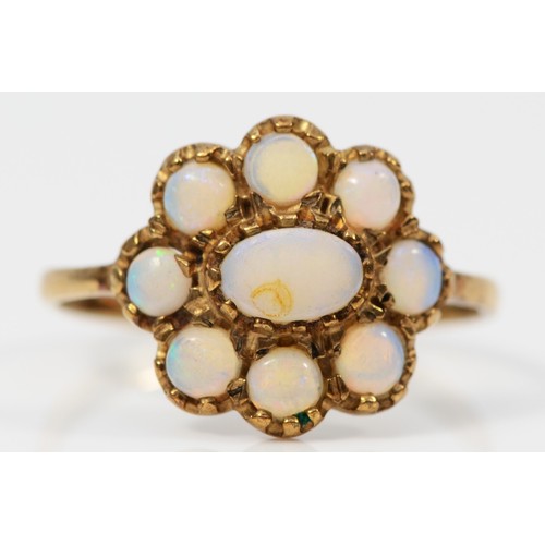 83 - A 9ct gold opal dress ring, Q 1/2, 1.9g