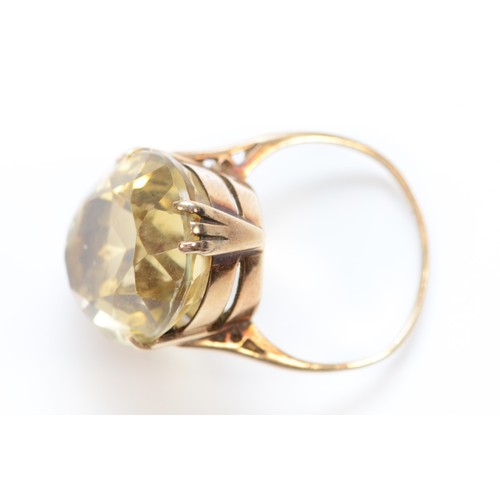 102 - A 9ct gold citrine cocktail ring, N, 7.2g