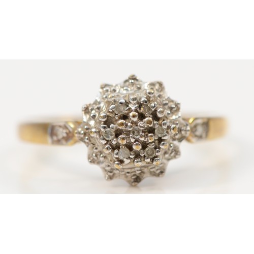 120 - A 9ct gold diamond cluster ring, claw set, Q, 2.2g