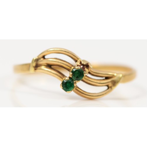 331 - A 14K gold emerald dress ring, as seen, O 1/2, 1.2g