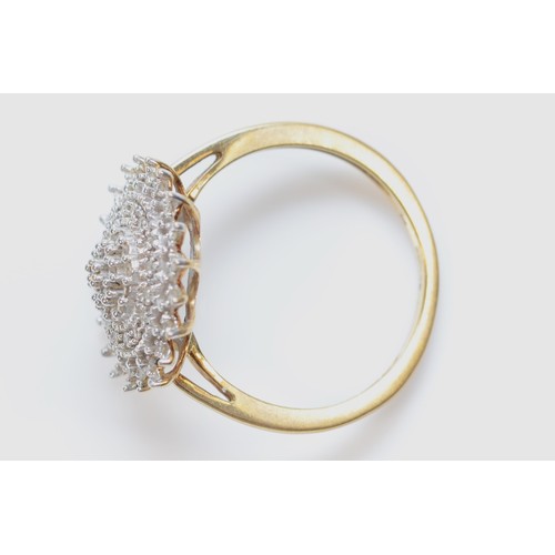 340 - A 9ct gold pave set diamond dress ring, N, 2.6