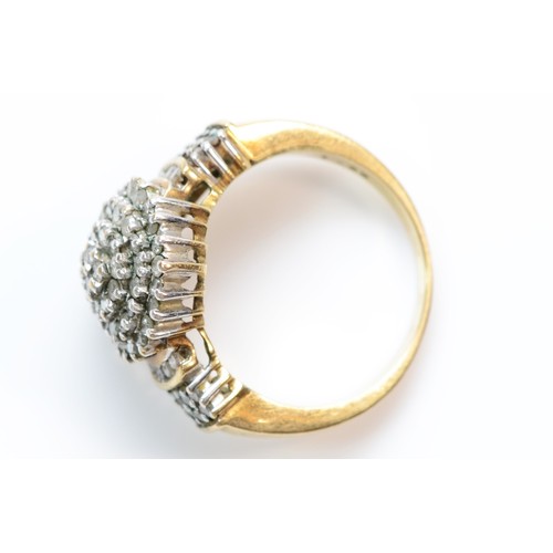 389 - A 9ct gold diamond cluster ring, N, 5.8g