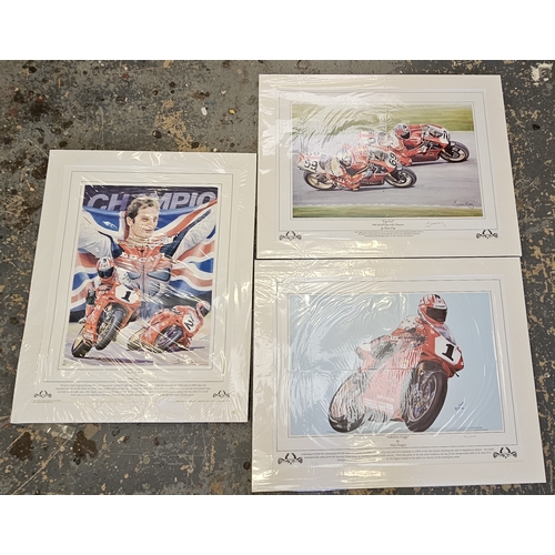 49 - Carl Fogarty, three limited edition prints, signed by the artist