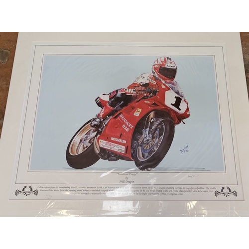 49 - Carl Fogarty, three limited edition prints, signed by the artist